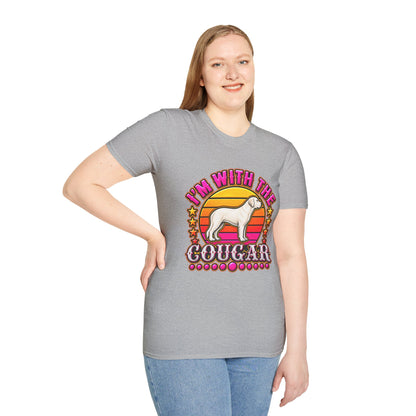I'm With the Cougar T-Shirt – Retro Sunset Cougar Graphic Tee