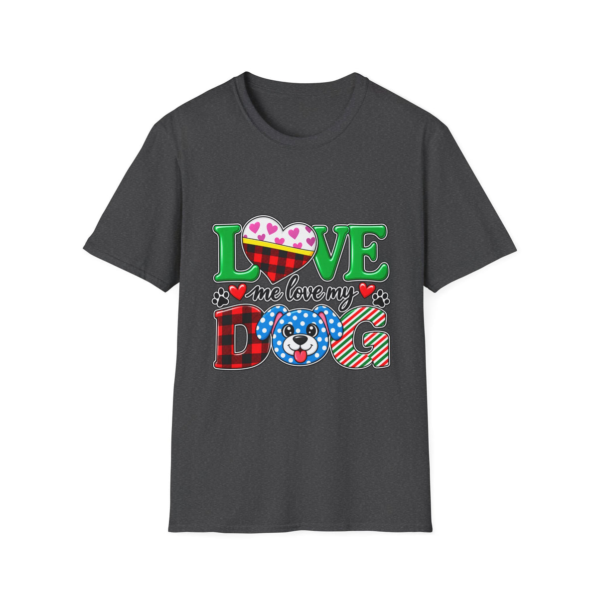 Love Me Love My Dog T-Shirt — Buffalo Plaid & Heart