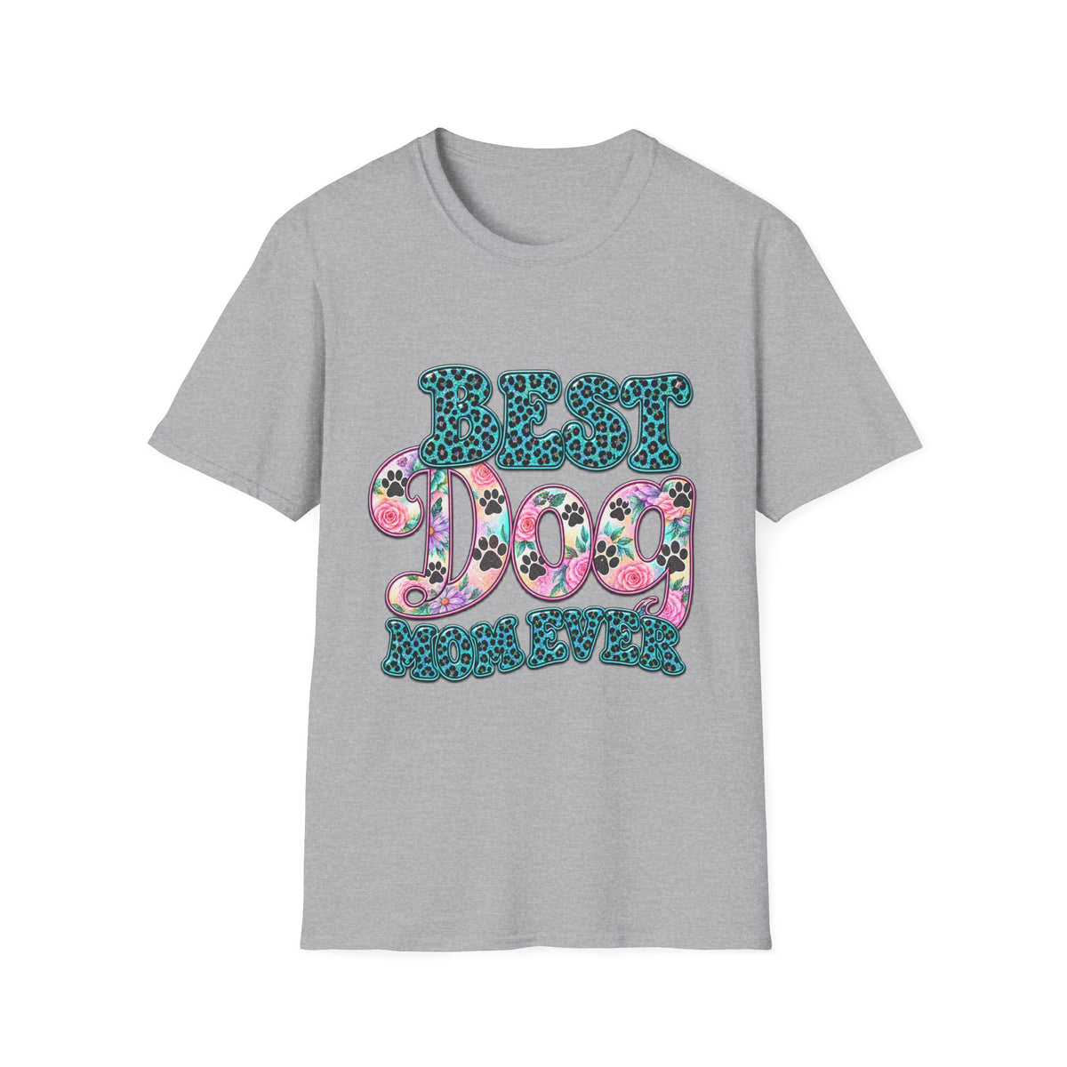Best Dog Mom T-Shirt — Floral Leopard Pet Lover Tee