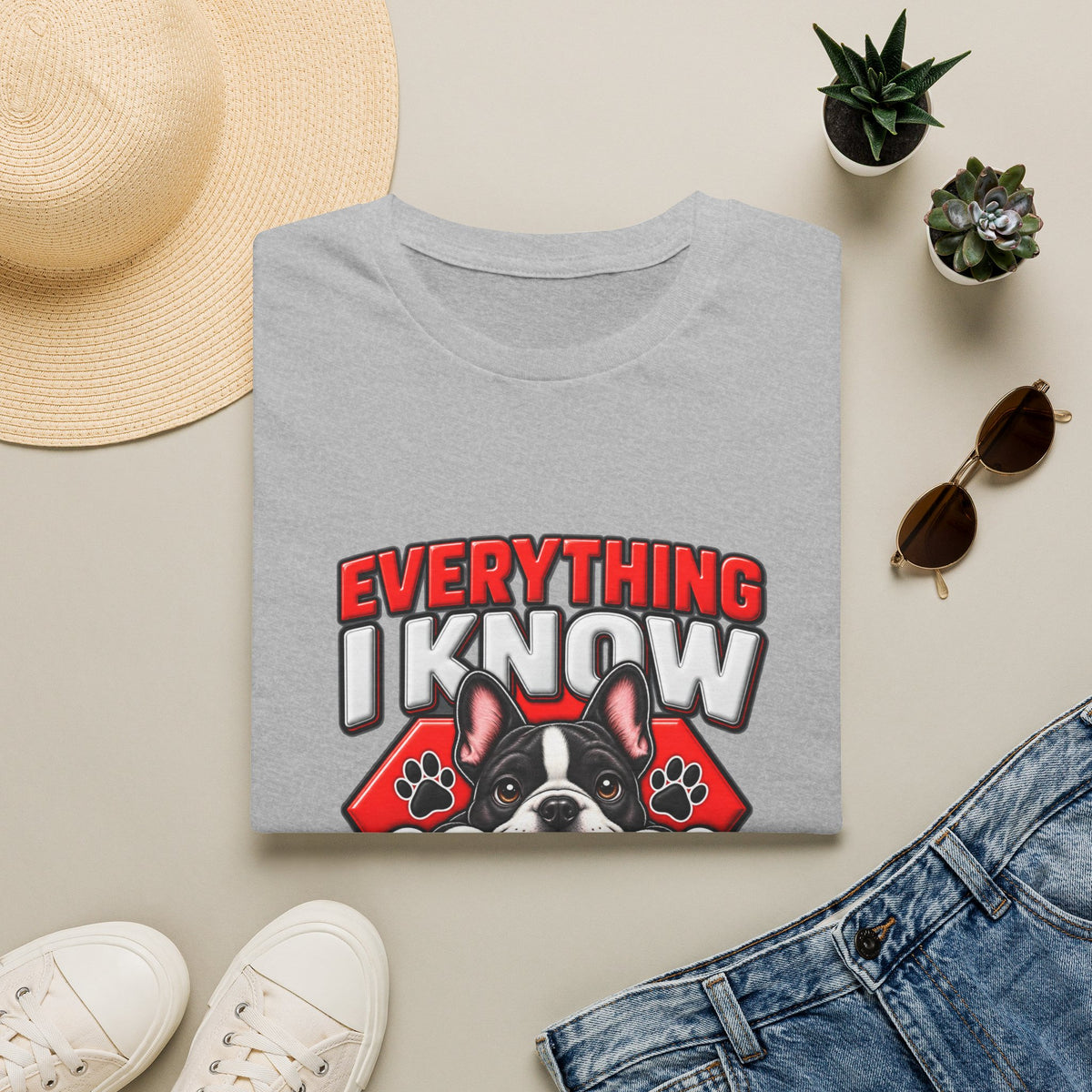 "Everything I Know I Learned From Dogs" Cute Puppy Graphic Tee