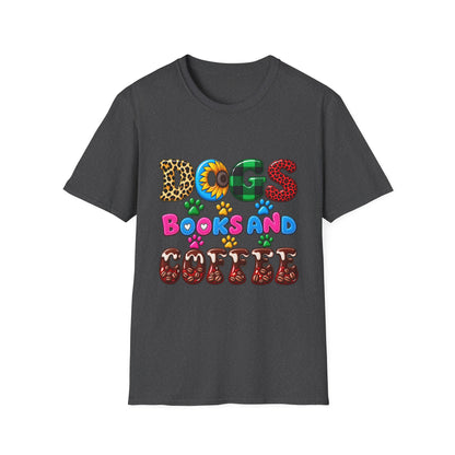T-Shirt — Dogs, Books and Coffee Graphic Tee