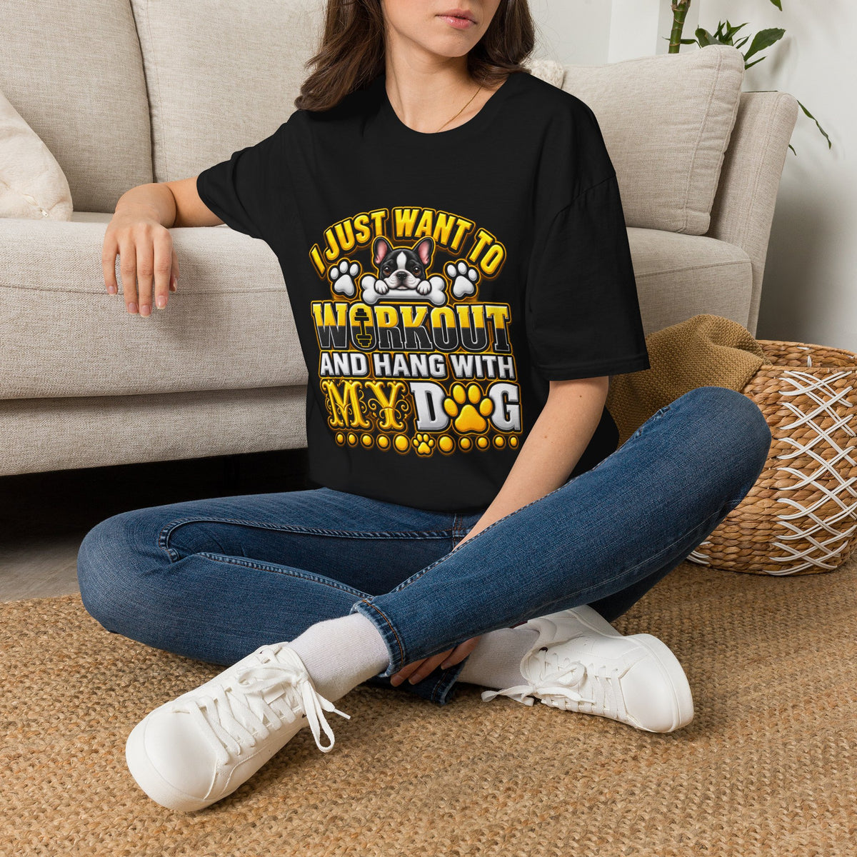 Workout & Hang With My Dog T-Shirt — Funny Dog Lover Fitness Tee