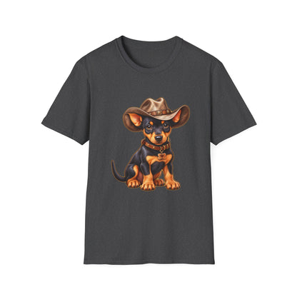 Cowboy Pup T‑Shirt  Cute Dachshund in Western Hat