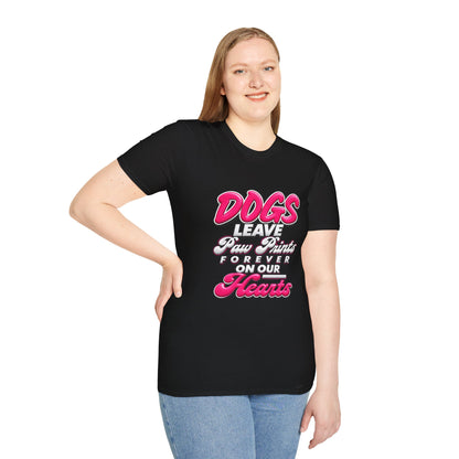 Dog Lover T-Shirt — "Dogs Leave Paw Prints Forever on Our Hearts" Graphic Tee