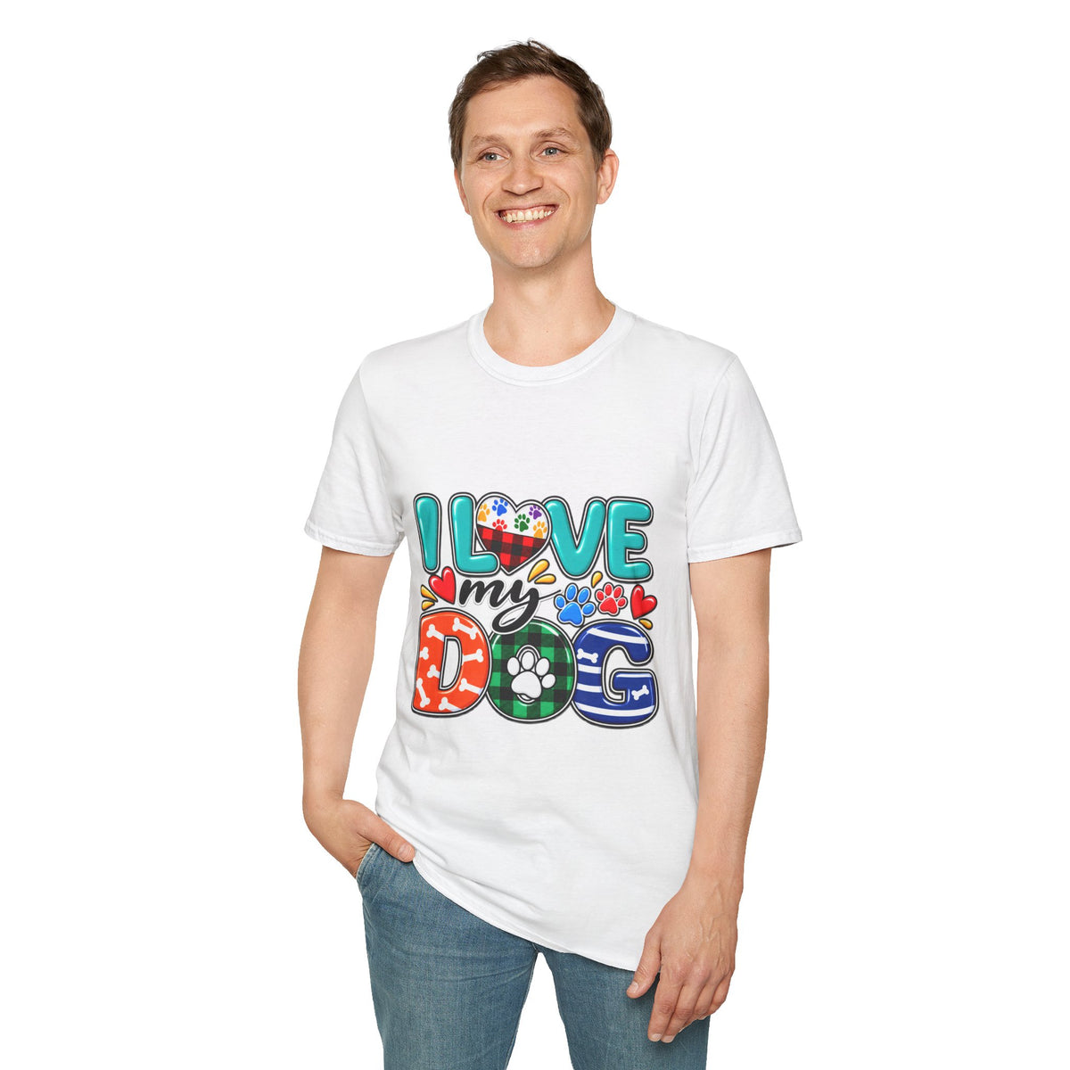 I Love My Dog Colorful Paw Heart T-Shirt