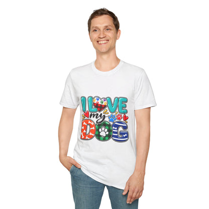 I Love My Dog Colorful Paw Heart T-Shirt