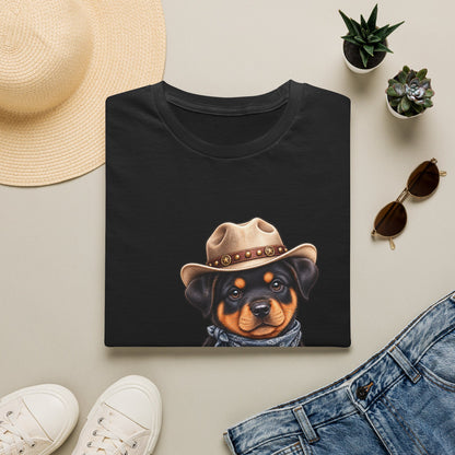 Cowboy Rottweiler T-Shirt Cute Puppy in Cowboy Hat