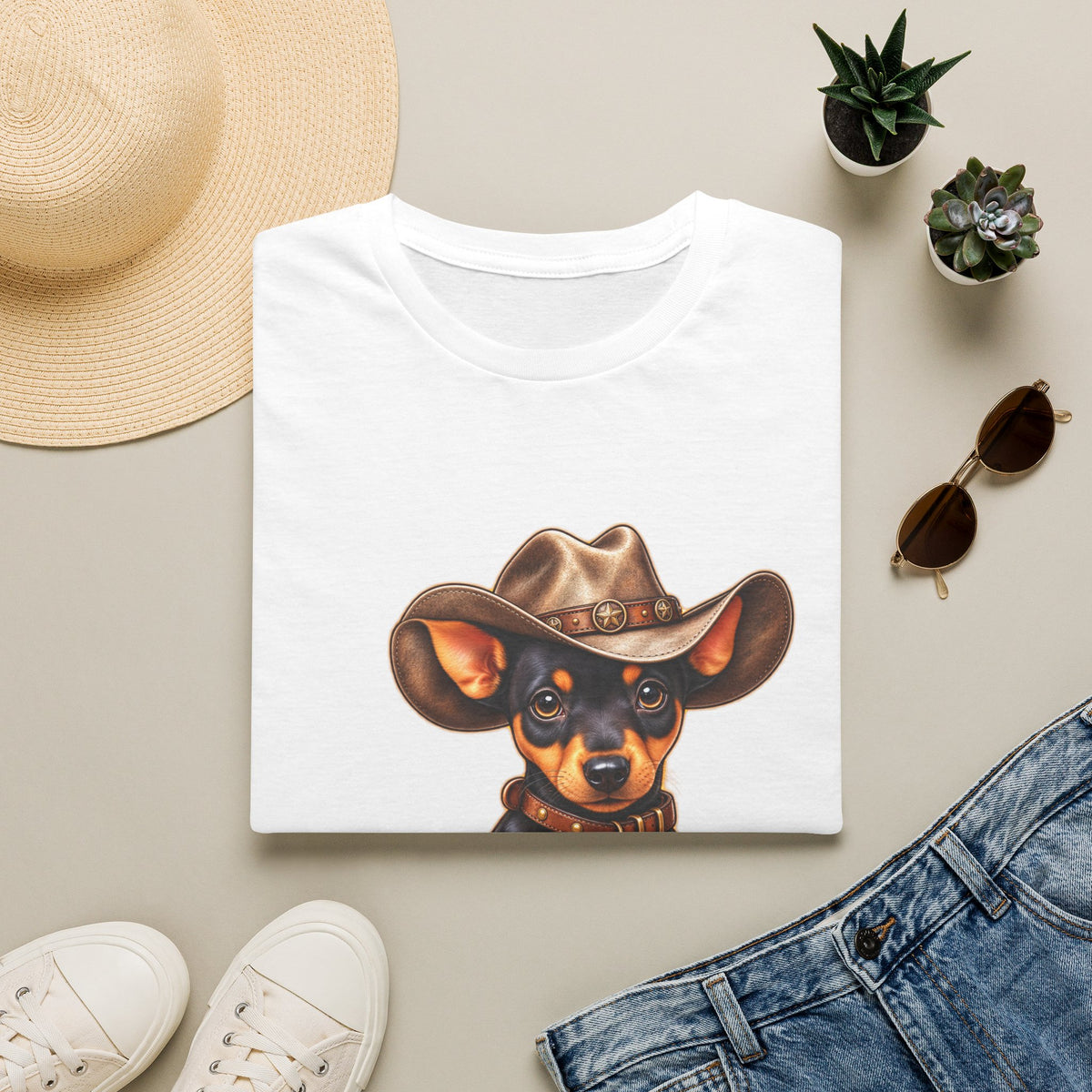 Cowboy Pup T‑Shirt  Cute Dachshund in Western Hat