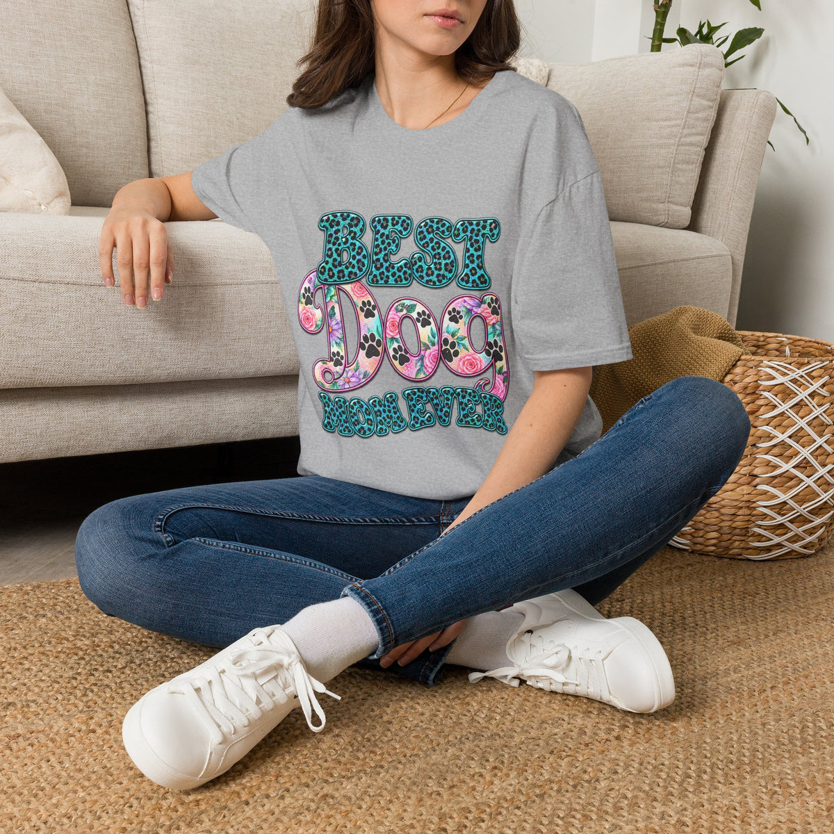 Best Dog Mom T-Shirt — Floral Leopard Pet Lover Tee