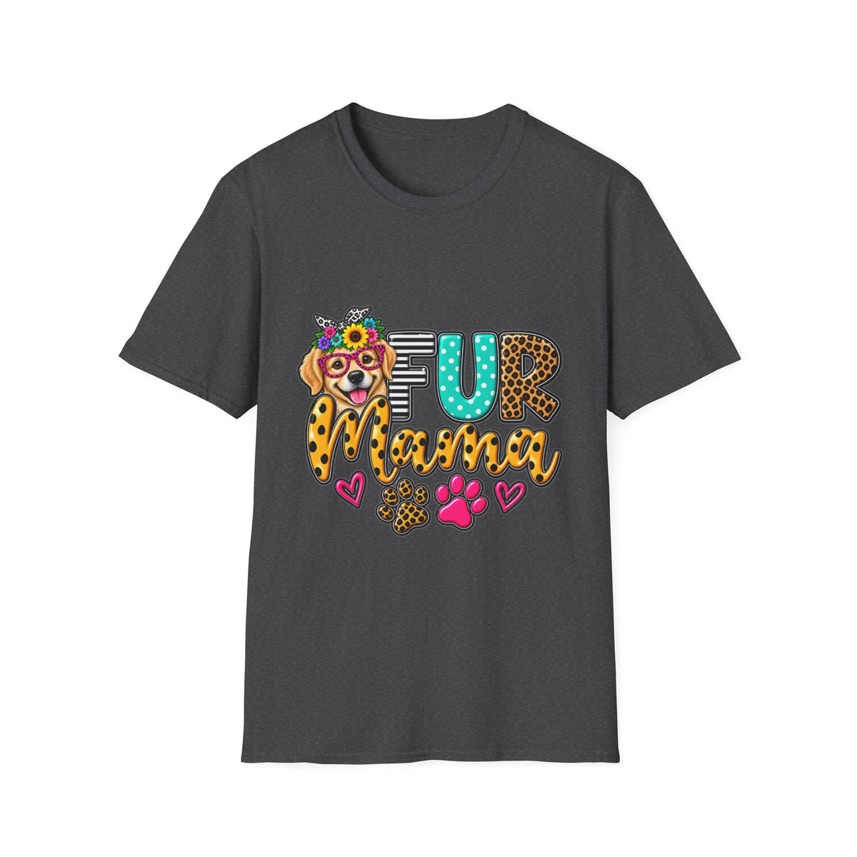 Fur Mama Leopard Dog Paw Graphic T-Shirt