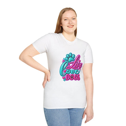T-Shirt — Live Love Dogs Colorful Paw Graphic