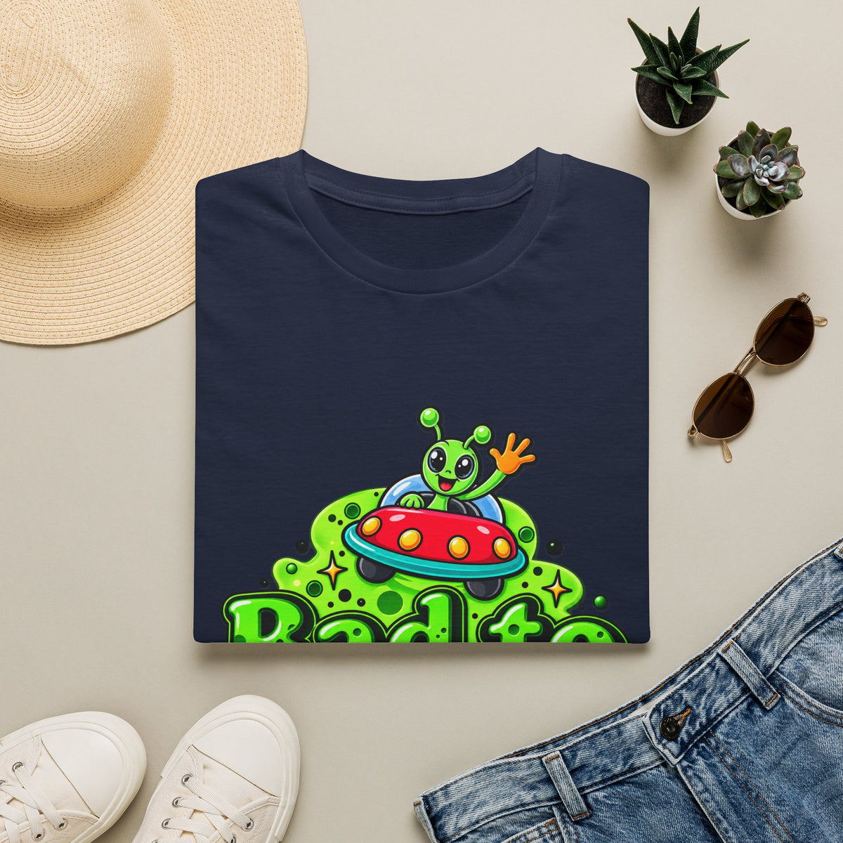 Bad to the Bone Alien T-Shirt — Cute UFO Cartoon Tee