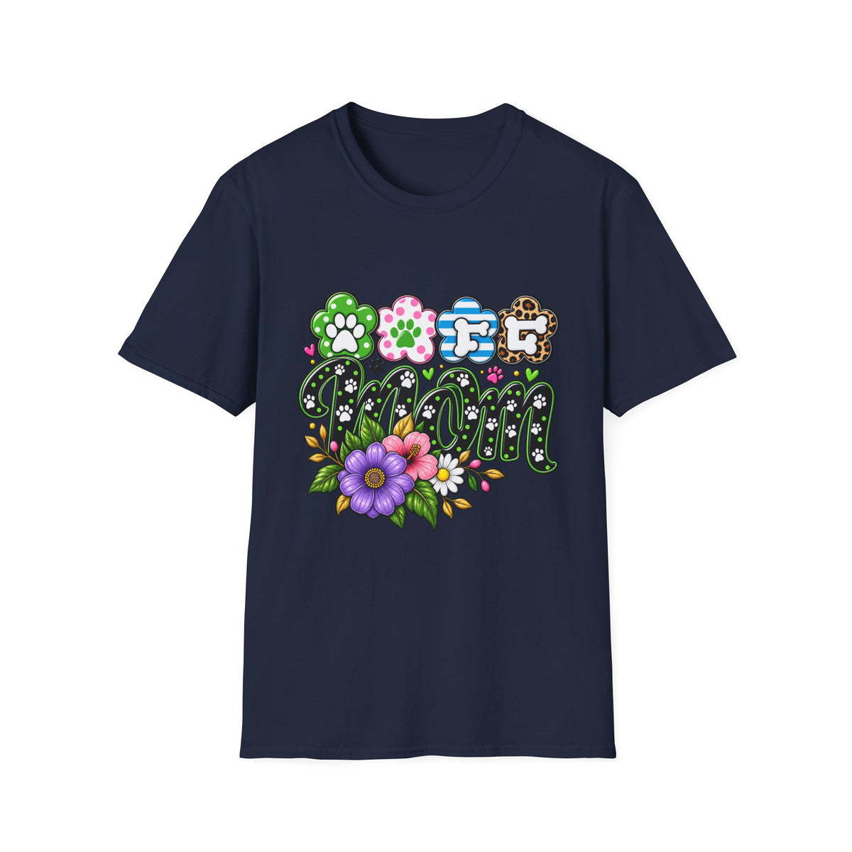 Mom Paw Print Floral T-Shirt  Mother’s Day Pet Lover Tee