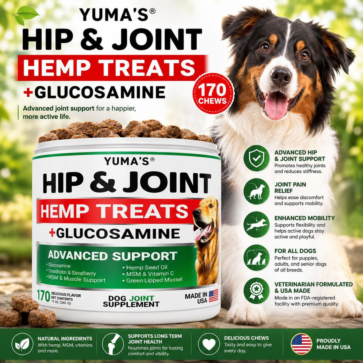 YUMA’S Hemp Glucosamine Hip & Joint Chews