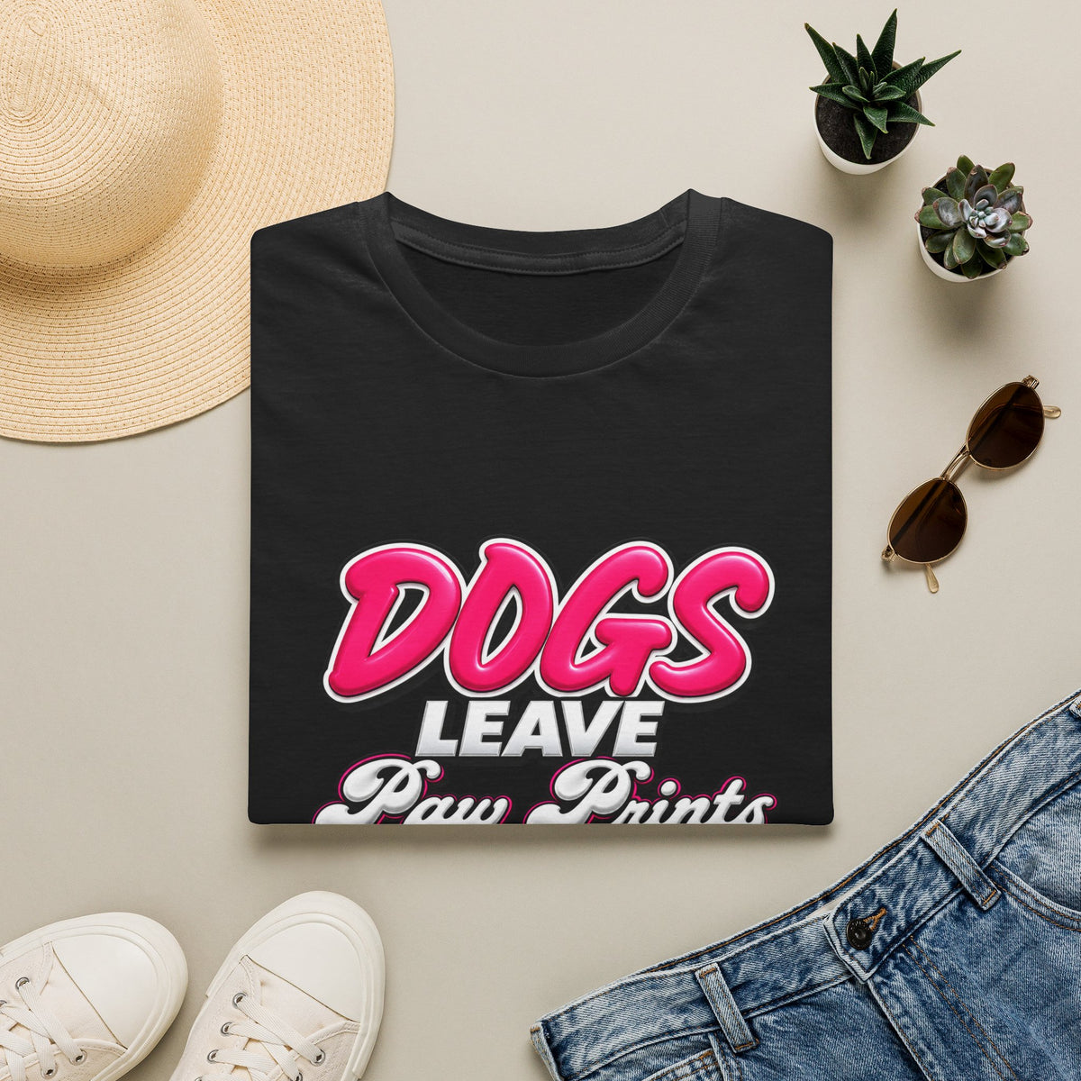 Dog Lover T-Shirt — "Dogs Leave Paw Prints Forever on Our Hearts" Graphic Tee