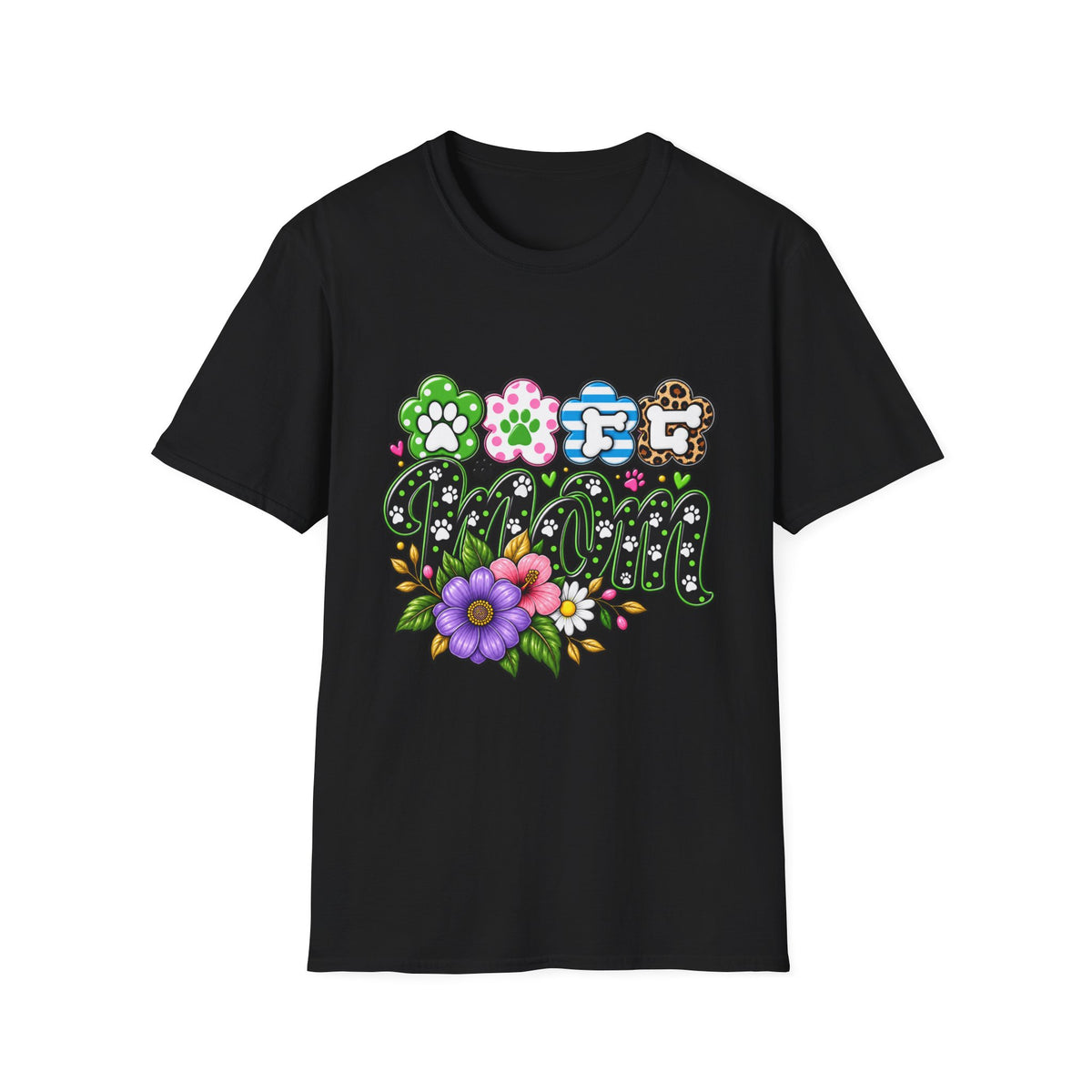 Mom Paw Print Floral T-Shirt  Mother’s Day Pet Lover Tee