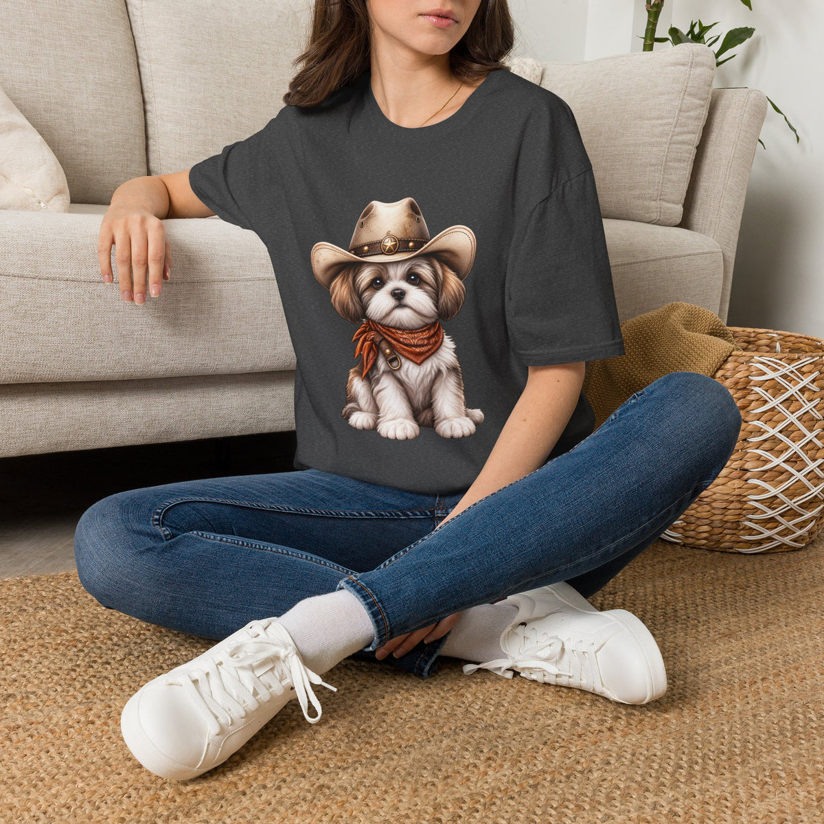 Cute Shih Tzu in Western Hat & Bandana