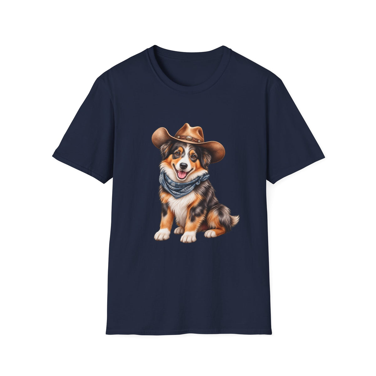 Cowboy Dog T-Shirt — Cute Australian Shepherd in Hat