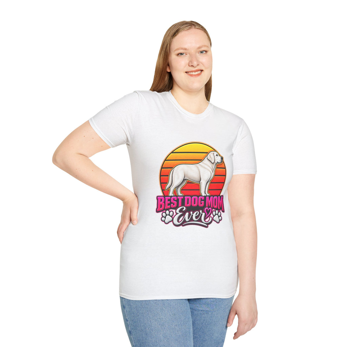 Best Dog Mom Ever T-Shirt – Retro Sunset Labrador Dog Mom Gift