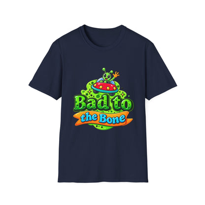 Bad to the Bone Alien T-Shirt — Cute UFO Cartoon Tee