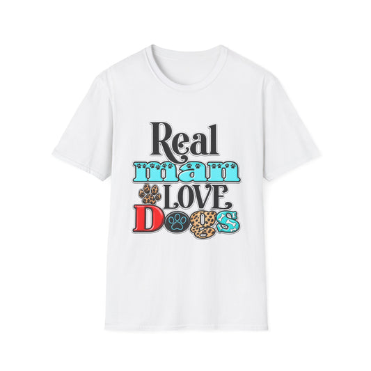 Real Man Loves Dogs T-Shirt — Vintage Paw Print Graphic