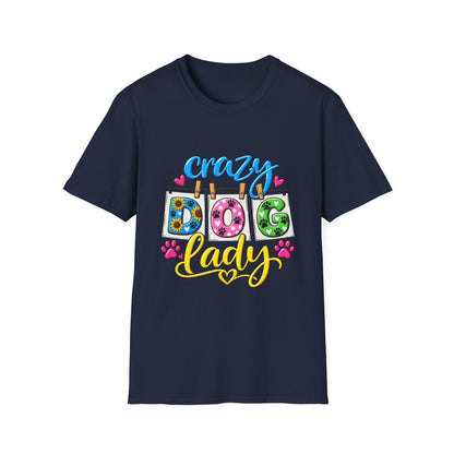 Crazy Dog Lady T-Shirt — Cute Floral & Paw Print Design