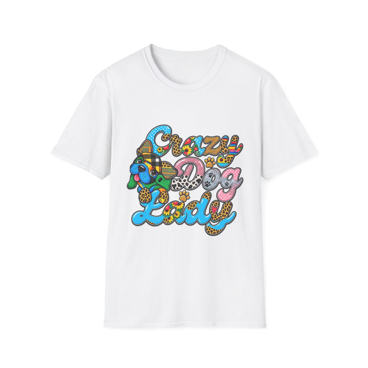 Crazy Dog Lady T-Shirt — Colorful Retro Dog Lover Tee