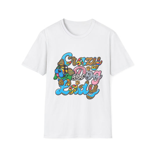 Crazy Dog Lady T-Shirt — Colorful Retro Dog Lover Tee