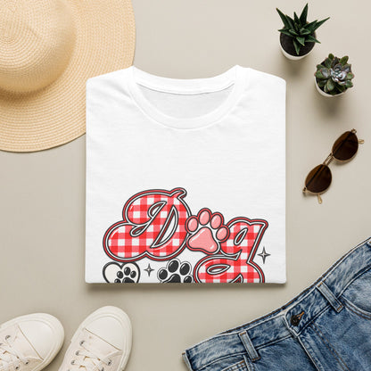 Dog Mom T-Shirt — Red Gingham Paw Graphic Tee