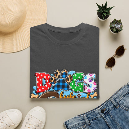 Dog Mom T-Shirt — "Dogs, Books and Coffee"
