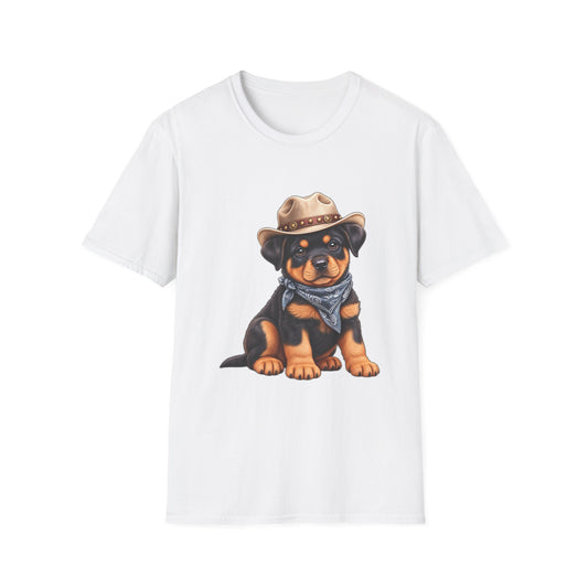 Cowboy Rottweiler T-Shirt Cute Puppy in Cowboy Hat