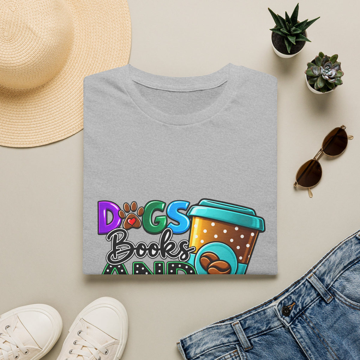 Dogs Books and Coffee T-Shirt