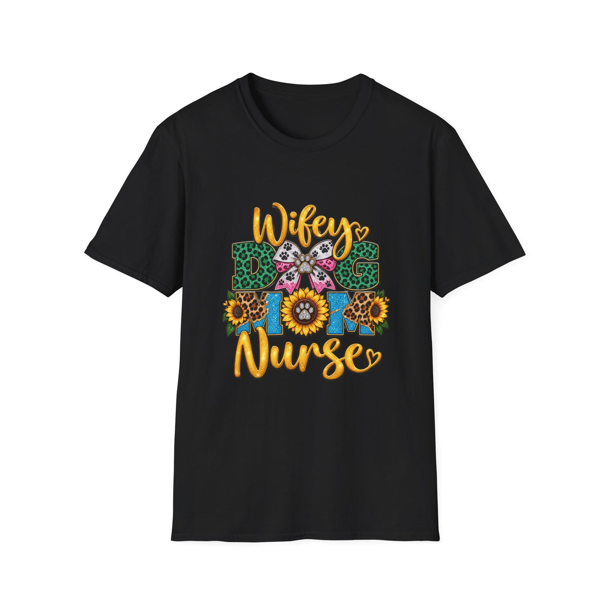 Wifey Dog Mom Nurse T‑Shirt — Floral Leopard Pet Lover Tee