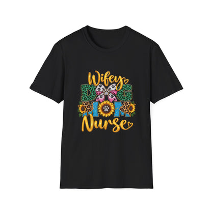 Wifey Dog Mom Nurse T‑Shirt — Floral Leopard Pet Lover Tee