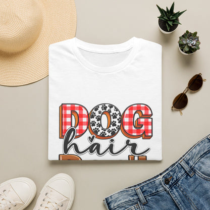 Dog Hair Don't Care T-Shirt — Cute Plaid & Paw Graphic Tee for Dog Lovers
