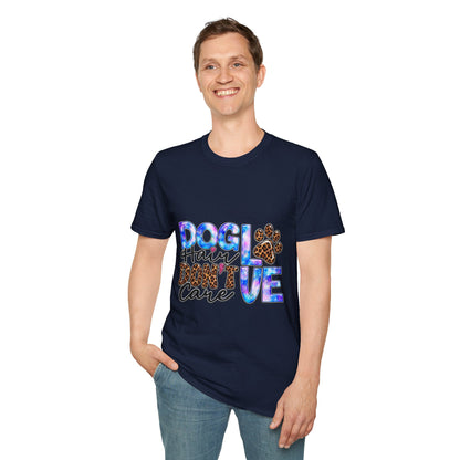 Dog Mom T-Shirt - "Dog Hair Don’t Care" Leopard Paw Graphic
