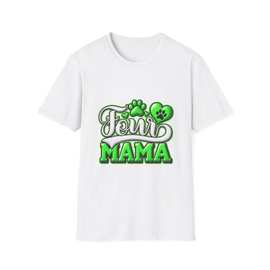 Dog Mama T-Shirt — "Fur Mama" Green Paw Print Tee