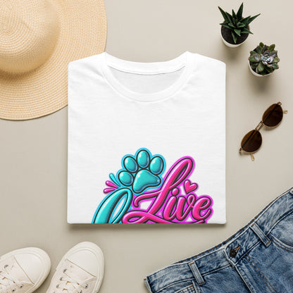 Live Love Dogs Graphic T-Shirt – Cute Paw Print Dog Lover Tee