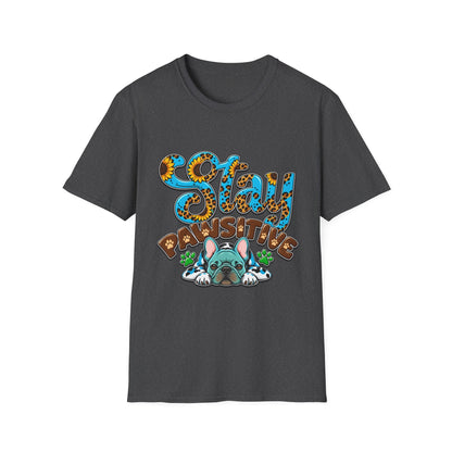 T-Shirt — "Stay Pawsitive" Floral Leopard Dog Graphic Tee