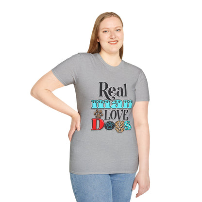 Real Man Loves Dogs T-Shirt — Vintage Paw Print Graphic