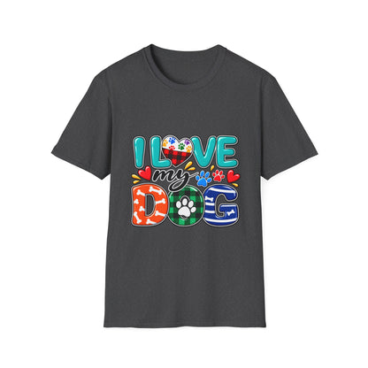 I Love My Dog Colorful Paw Heart T-Shirt