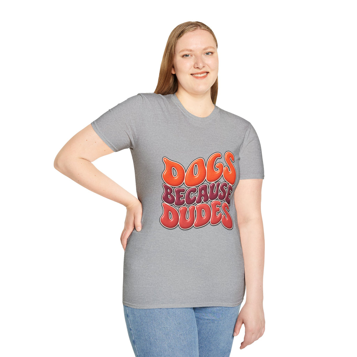 Dogs Because Dudes T-Shirt — Retro Funky Tee for Dog Lovers