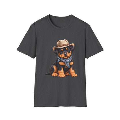 Cowboy Rottweiler T-Shirt Cute Puppy in Cowboy Hat
