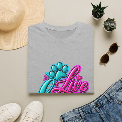 Live Love Dogs Graphic T-Shirt – Cute Paw Print Dog Lover Tee
