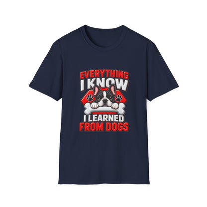"Everything I Know I Learned From Dogs" Cute Puppy Graphic Tee