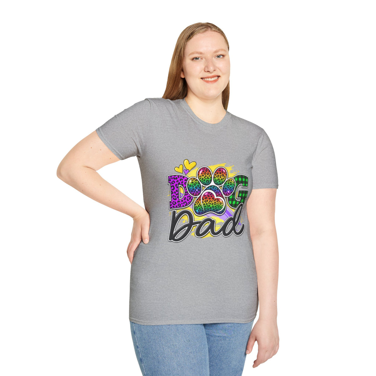 Dog Dad T‑Shirt — Colorful Leopard Paw Graphic Tee for Pet Lovers