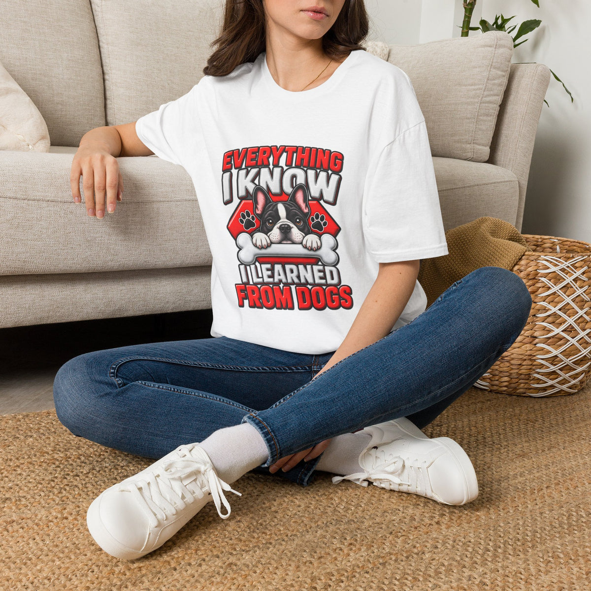 "Everything I Know I Learned From Dogs" Cute Puppy Graphic Tee