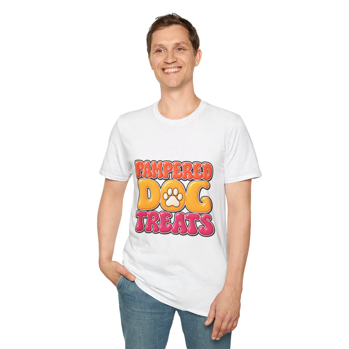 Pampered Dog Treats T-Shirt — Retro Paw Graphic