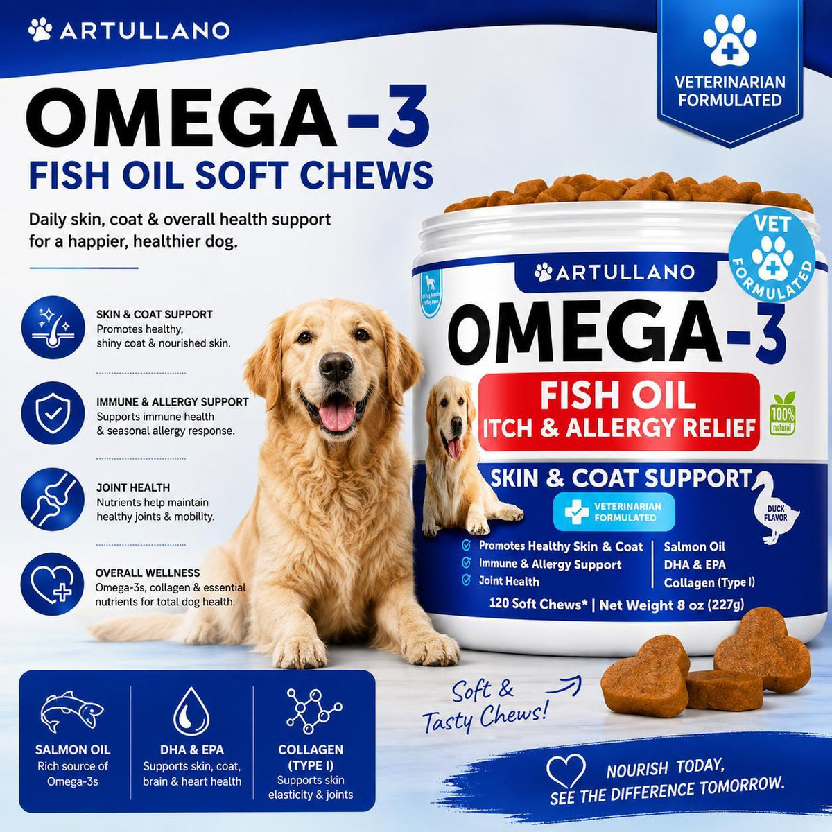 Omega Canine Fish Oil Skin & Coat Chews