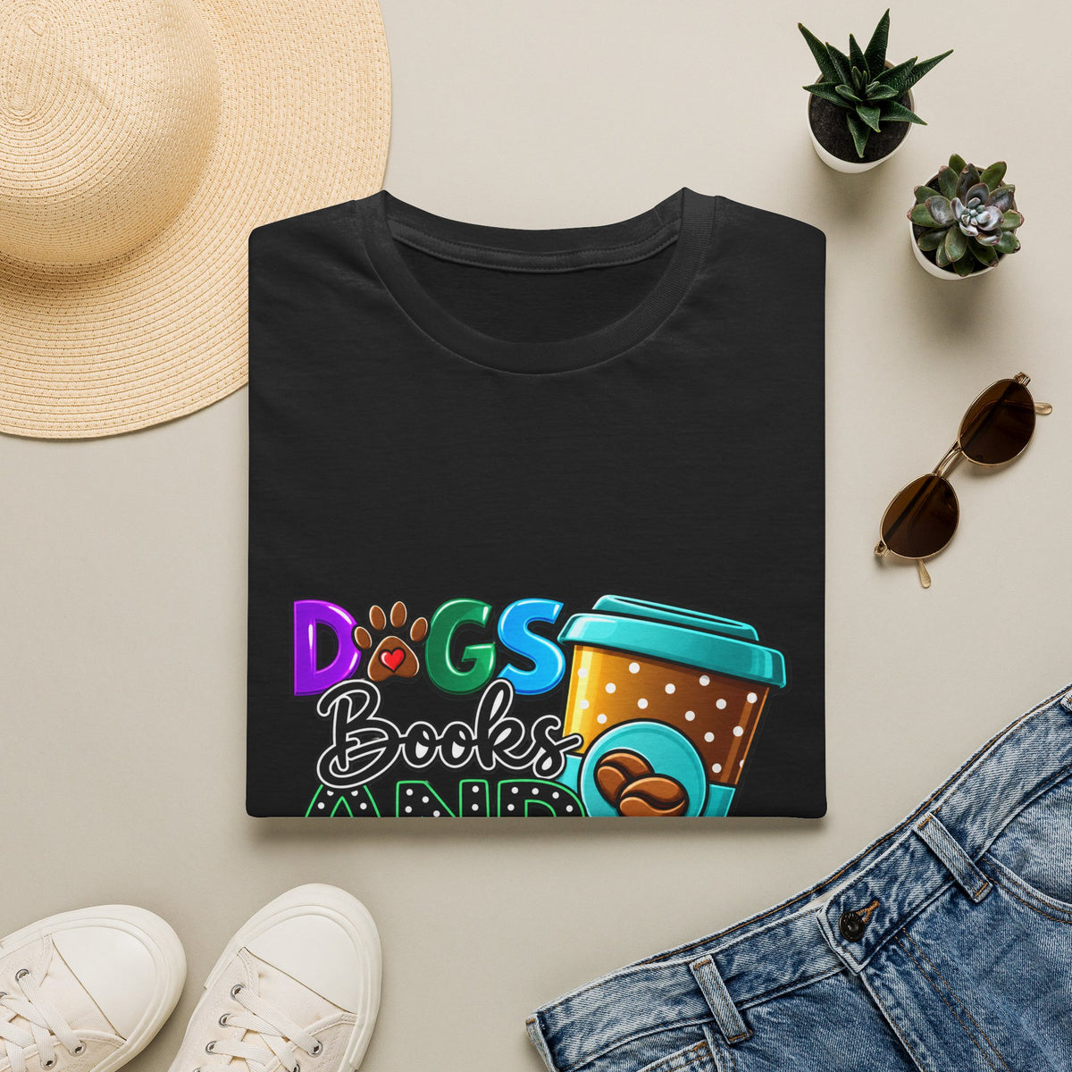 Dogs Books and Coffee T-Shirt